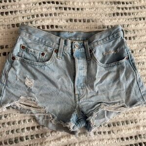 Levi’s Light Blue Distressed Denim Shorts